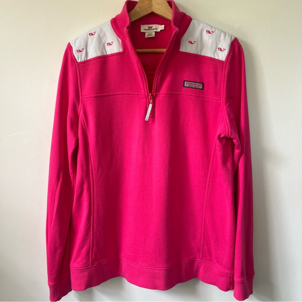 Vineyard Vines Pink Whale Quarter Zip Pullover Shep Shirt, Size L